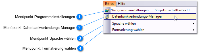 Menüpunkt Extras